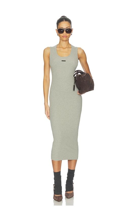 fear of god essentials fitted long tank dress in taupe.
