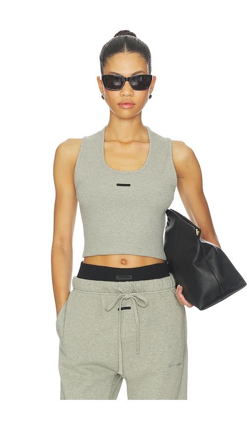 fear of god essentials fitted rib tank in grey.