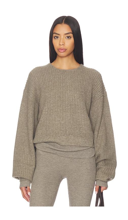 fear of god essentials heavy waffle 90's sweater in neutral.