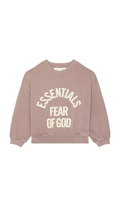 fear of god essentials kids campus 90's crewneck sweatshirt in mauve.