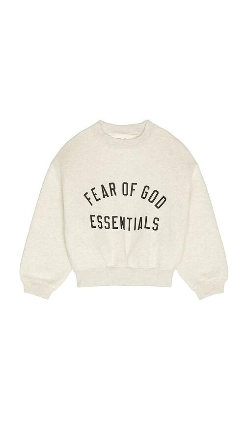 fear of god essentials kids classic crewneck sweatshirt in grey.