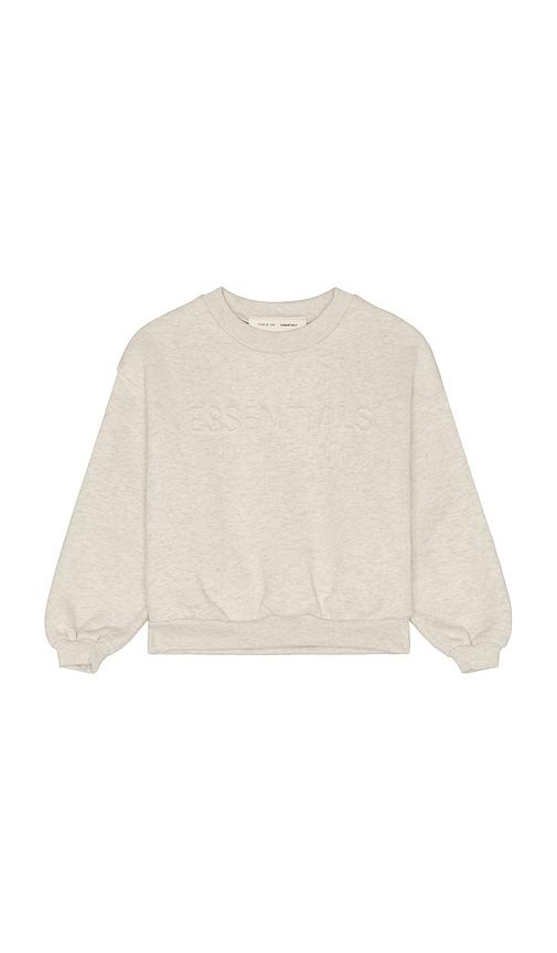 fear of god essentials kids classic crewneck sweatshirt in grey.