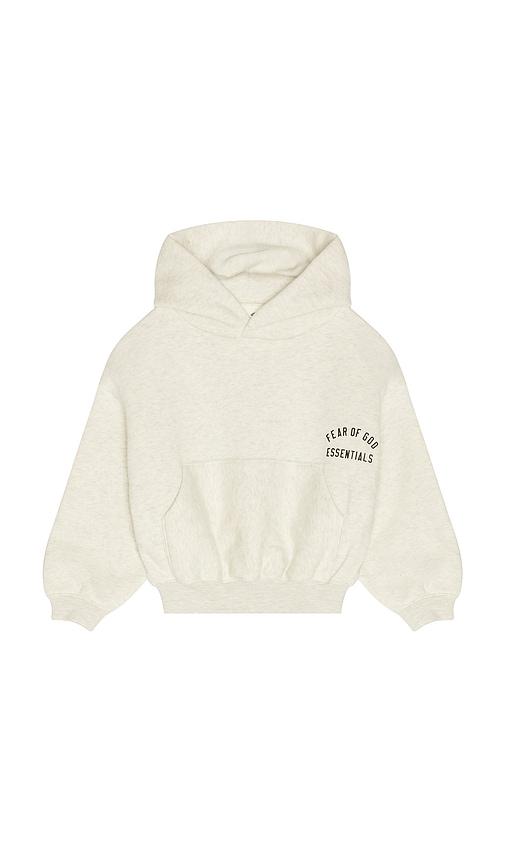 fear of god essentials kids classic hoodie in grey.