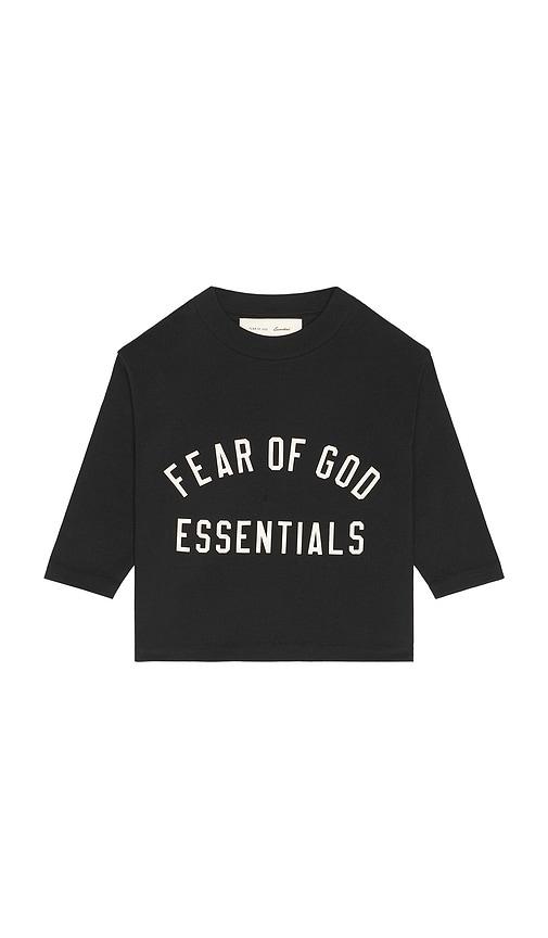 fear of god essentials kids classic long sleeve tee in black.