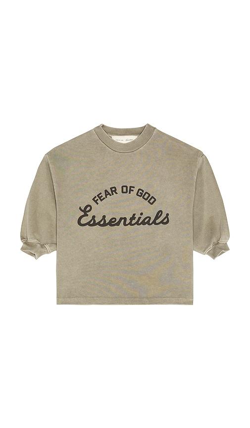 fear of god essentials kids training 90's long sleeve tee in grey.