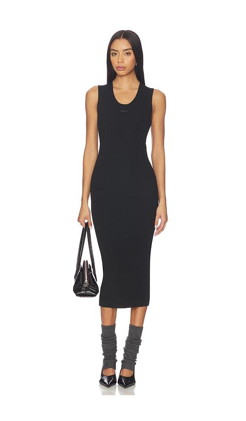 fear of god essentials rib tank dress in black.