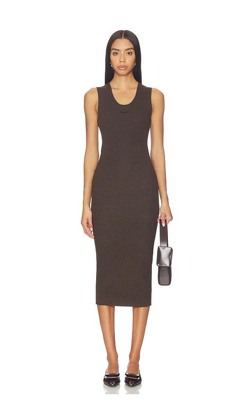 fear of god essentials rib tank dress in brown.