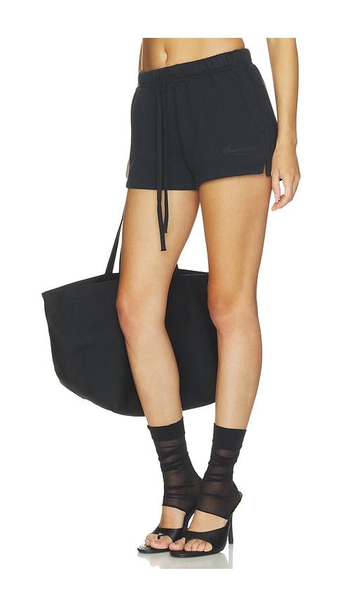 fear of god essentials running short in black.