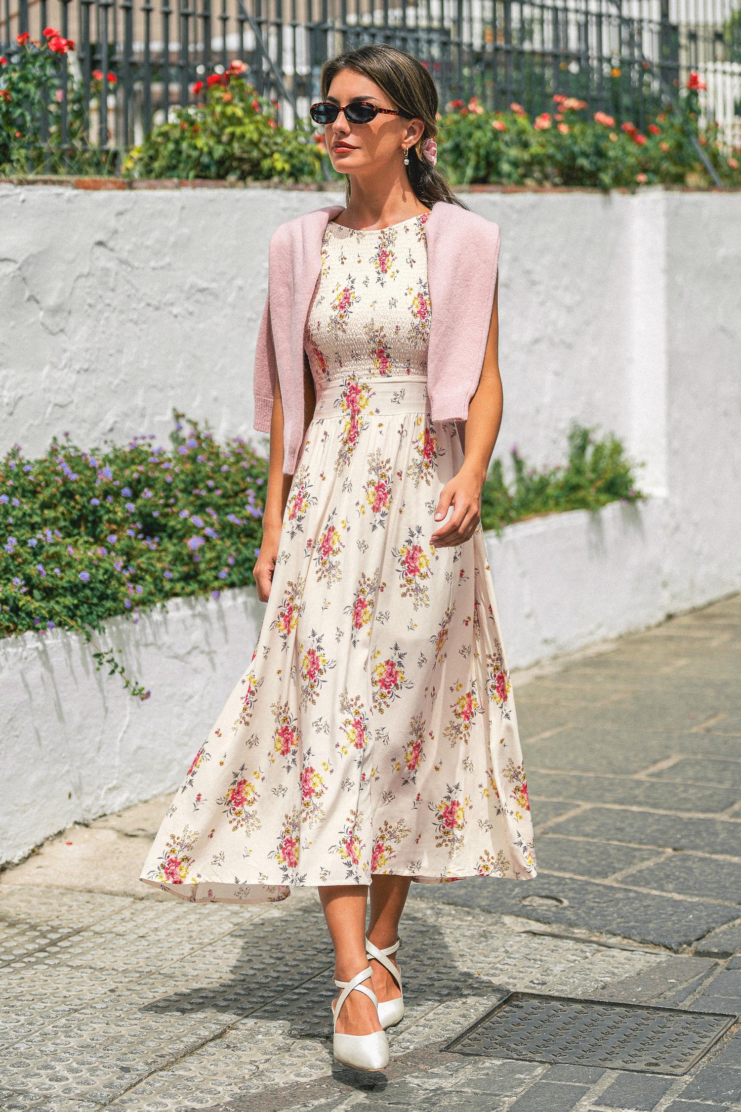 fearless floral midi dress - l