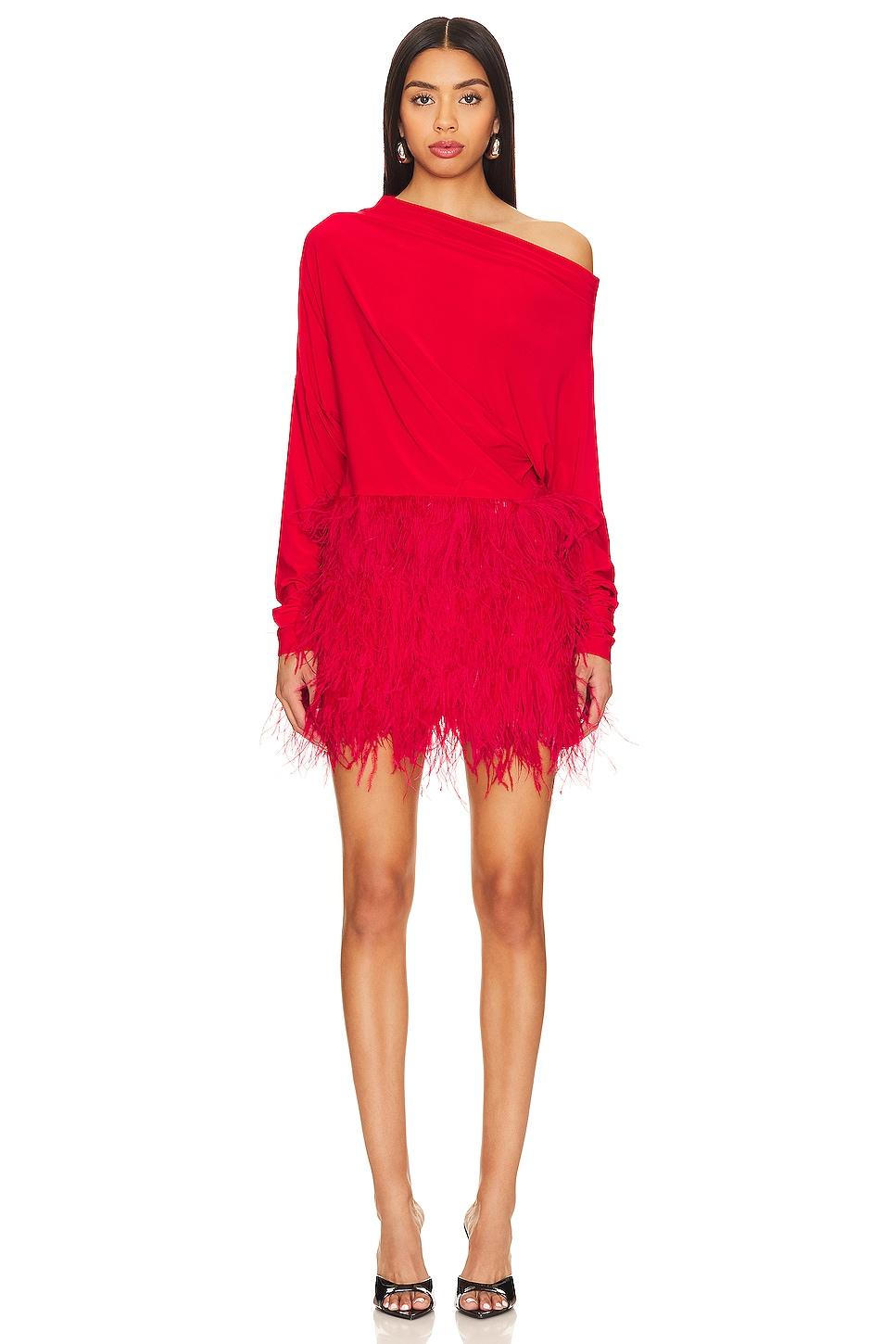 feather all in one mini dress