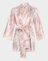 feather-print mini wrap dress