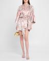 feather-print mini wrap dress