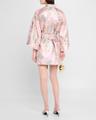 feather-print mini wrap dress