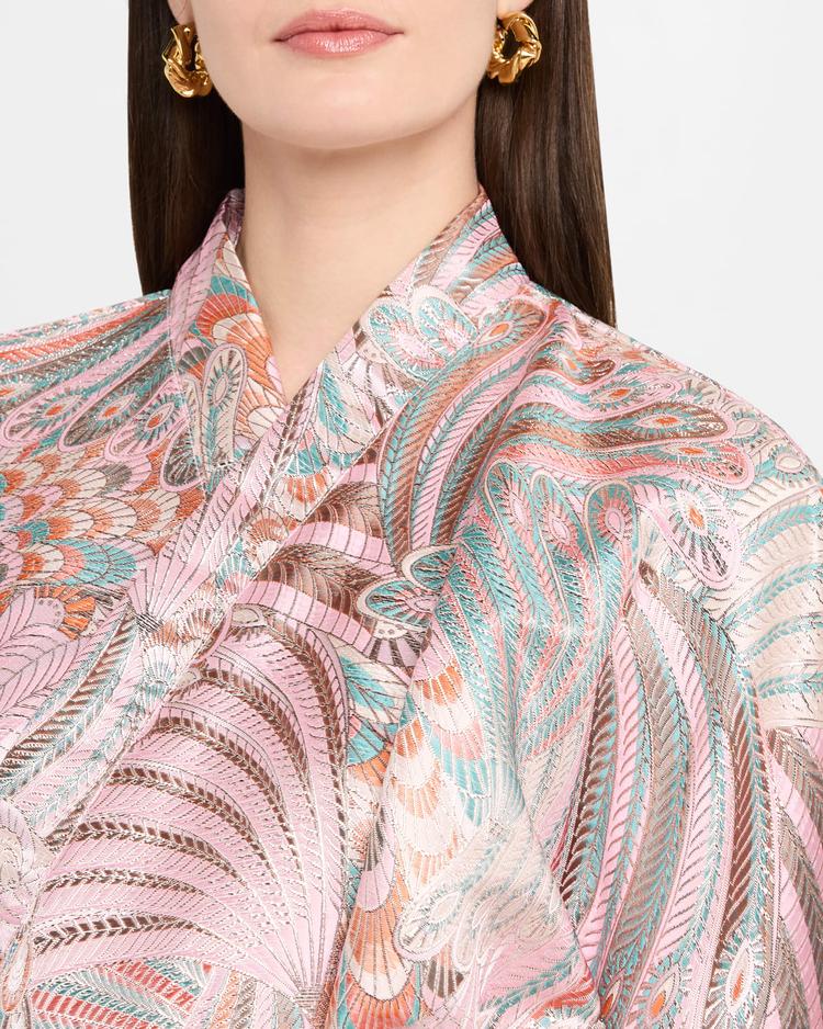 feather-print mini wrap dress