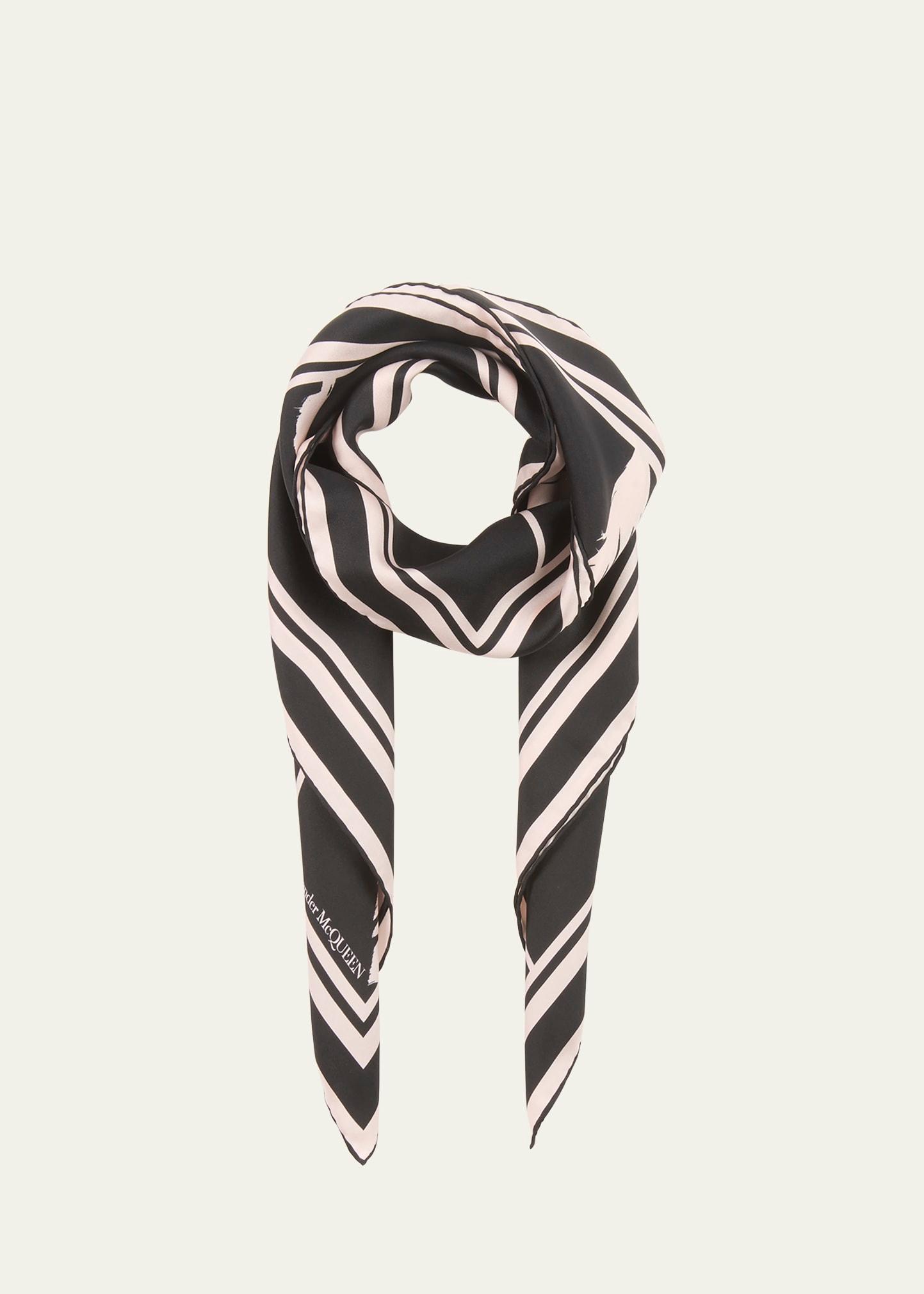 feather silk twill square scarf