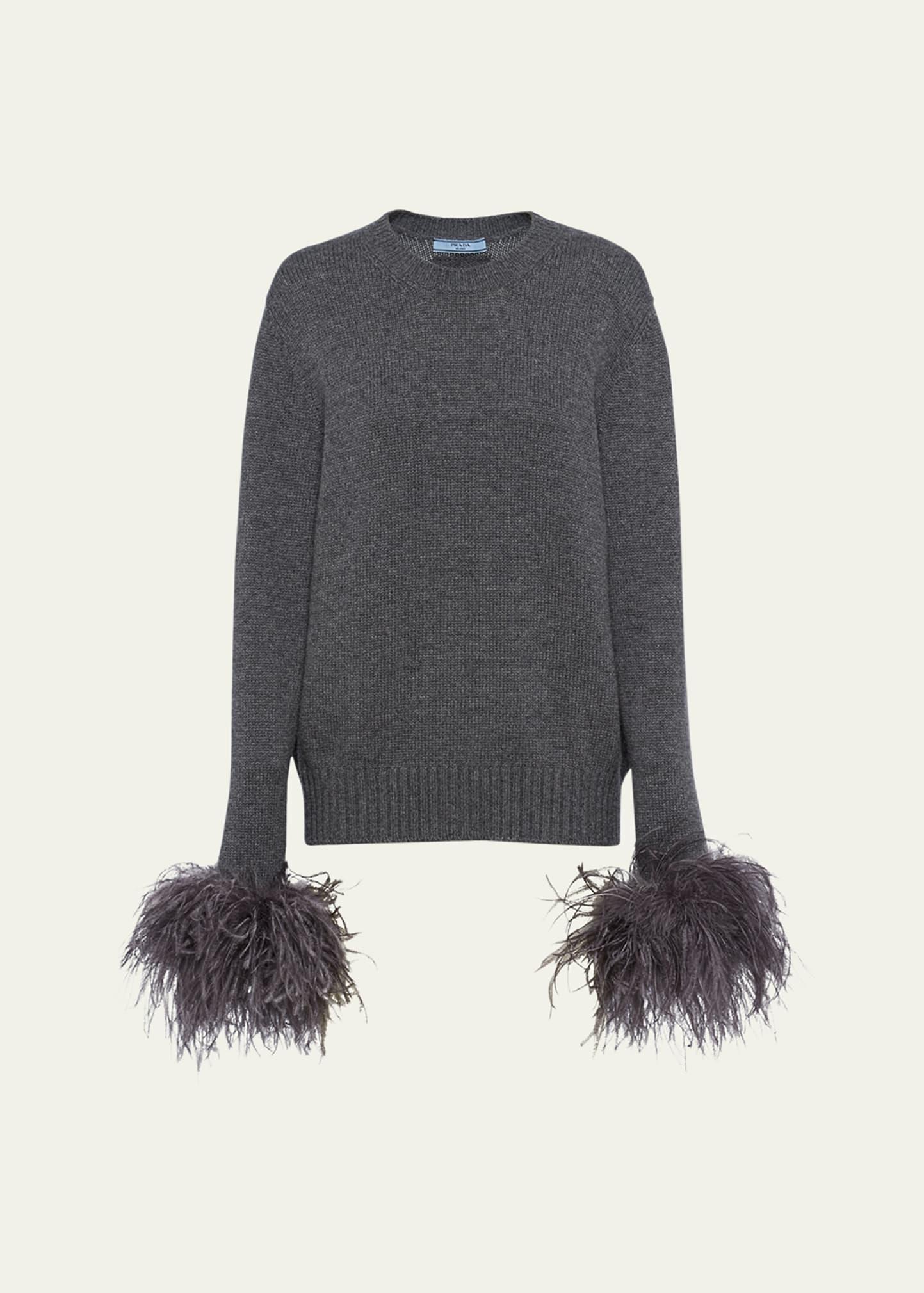 feathered-cuff cashmere sweater