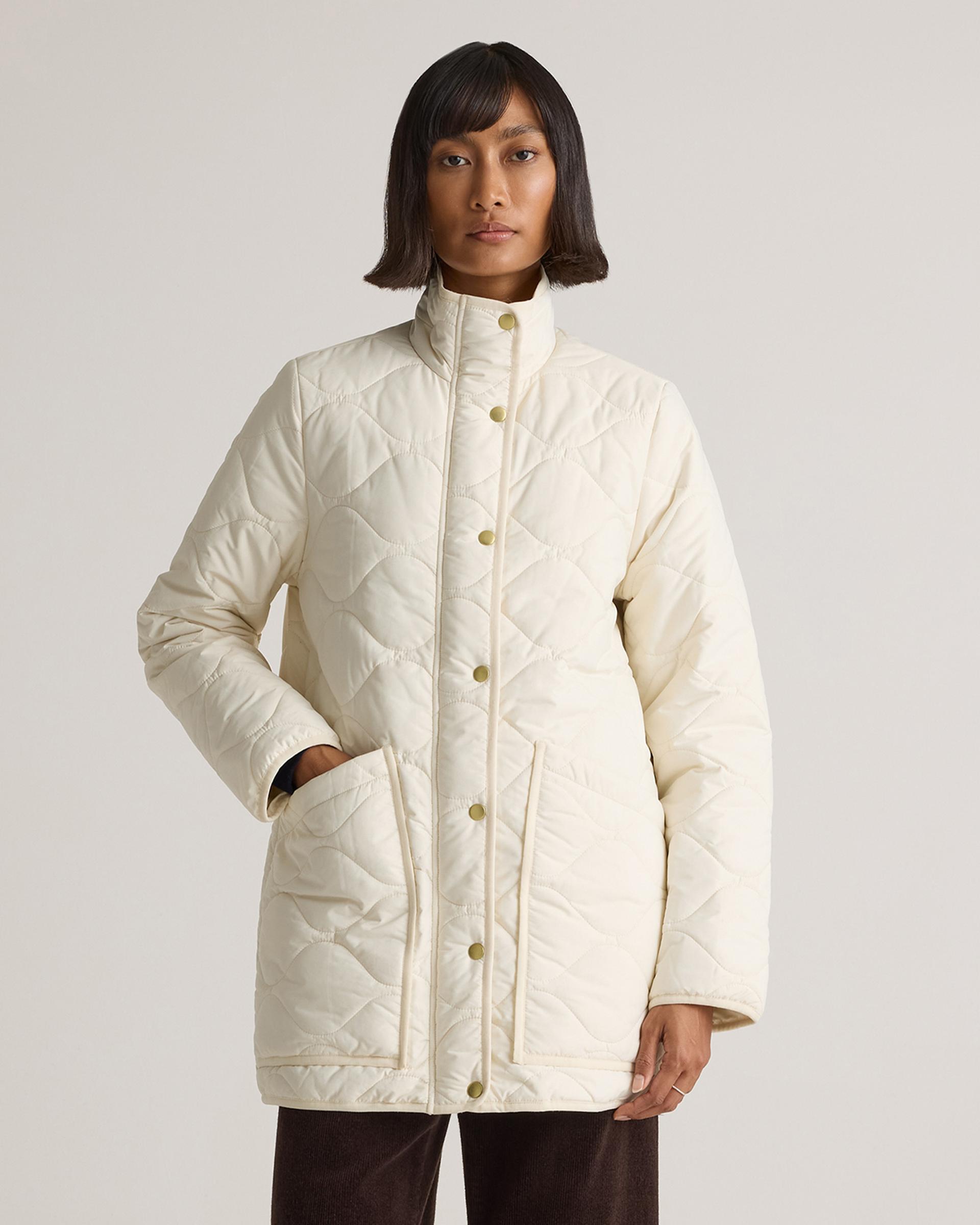 featherless quilted long puffer jacket