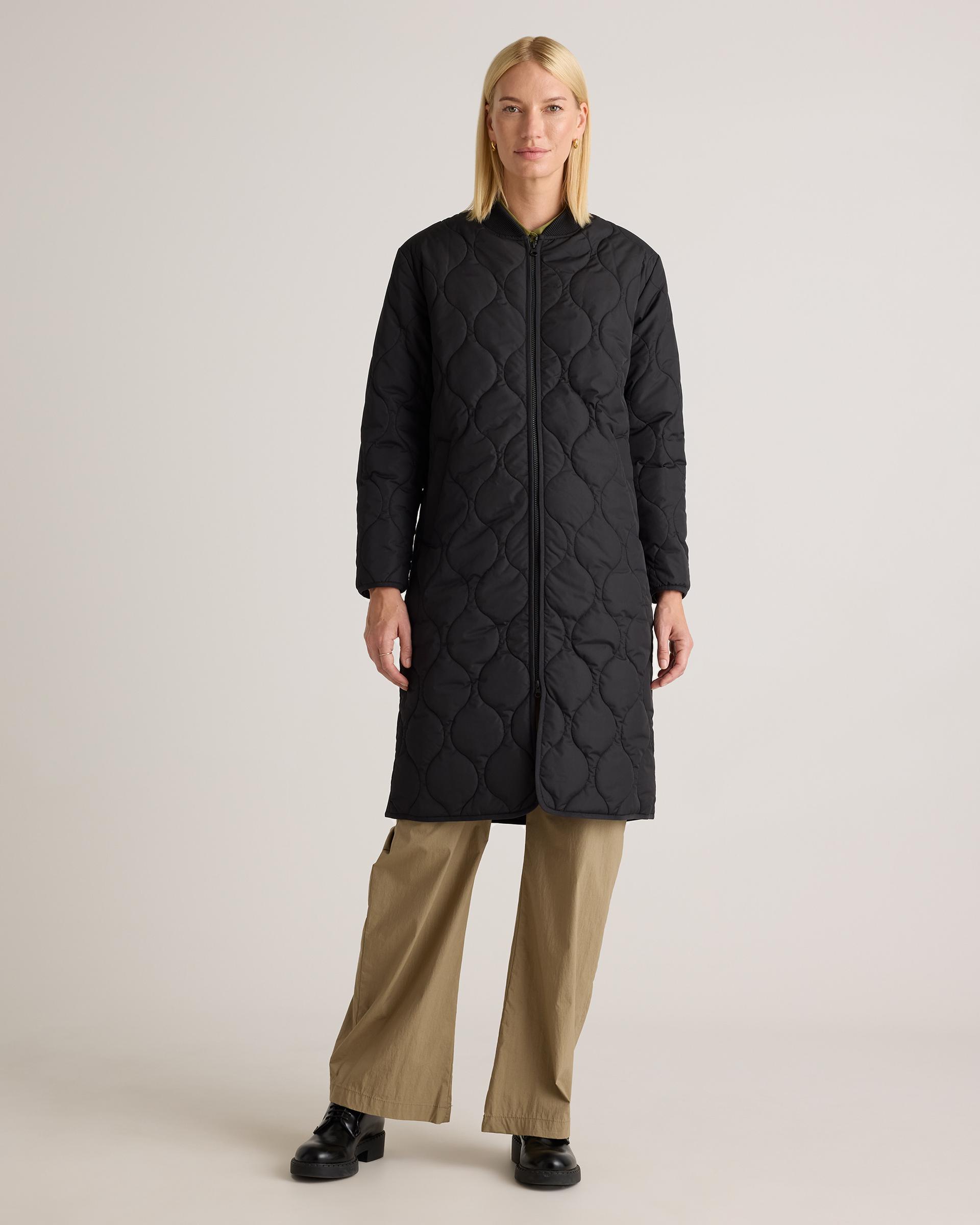 featherless quilted puffer long coat