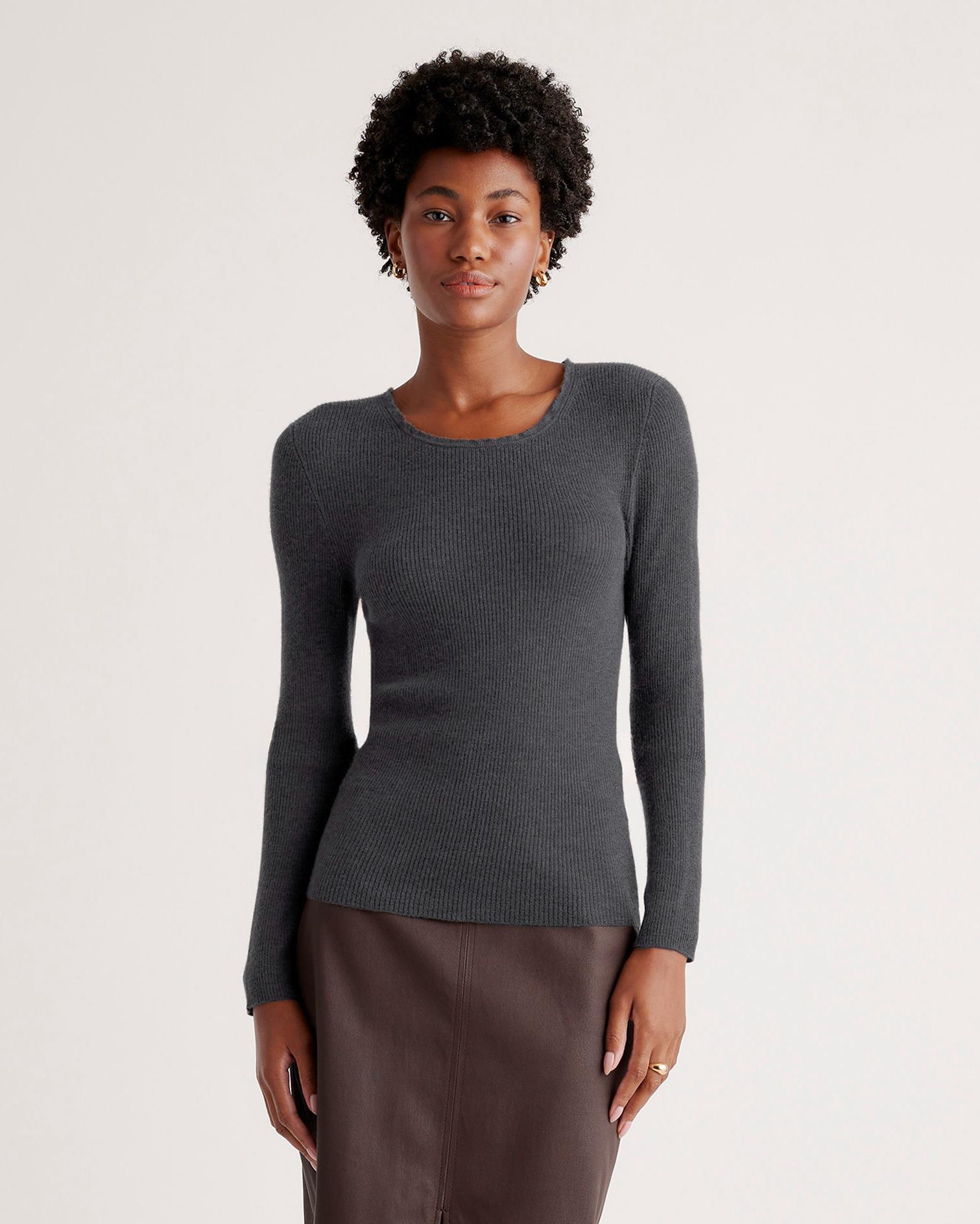 featherweight cashmere ribbed crewneck sweater