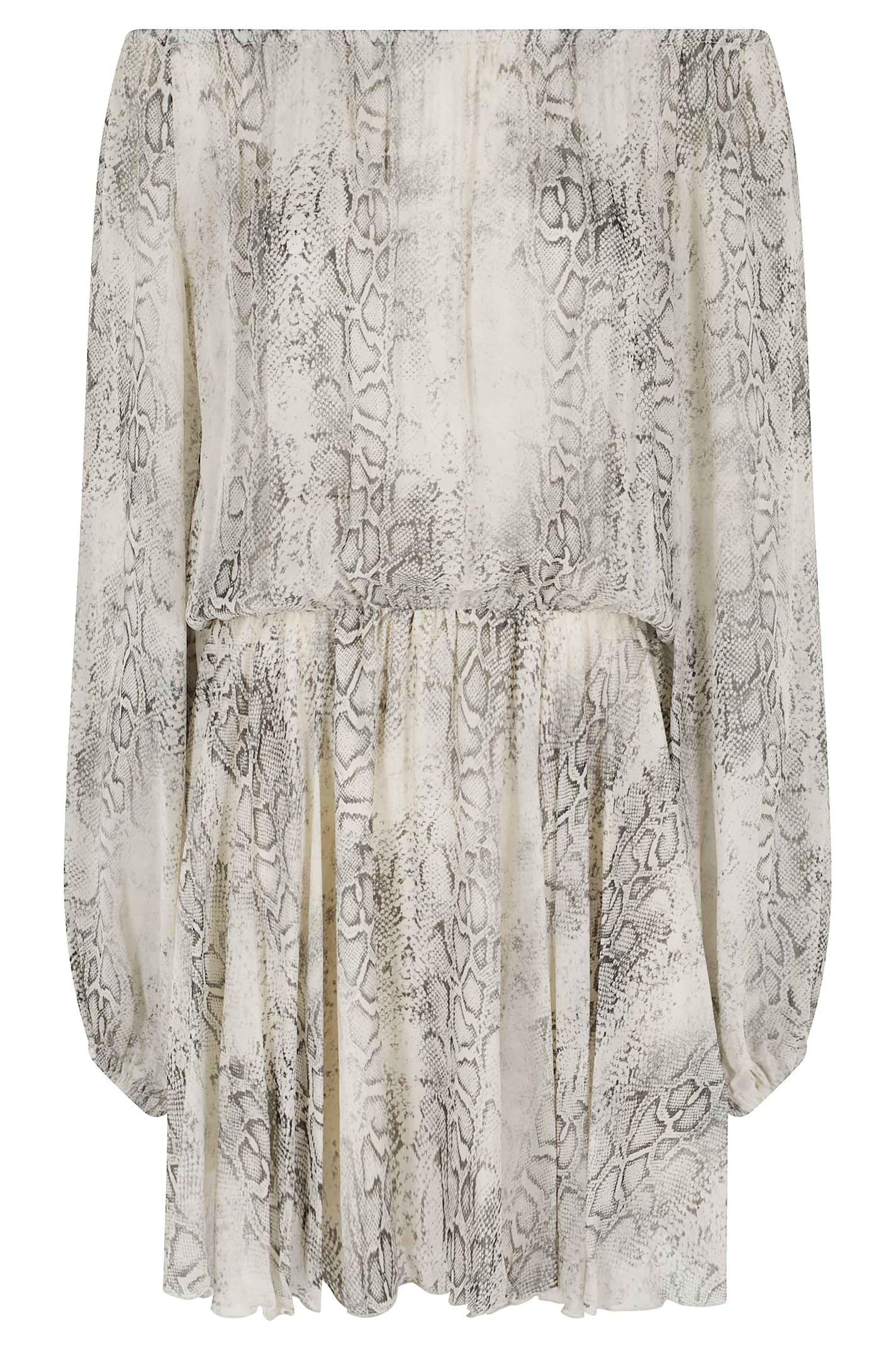 federica tosi abito corto in georgette stampa pitone