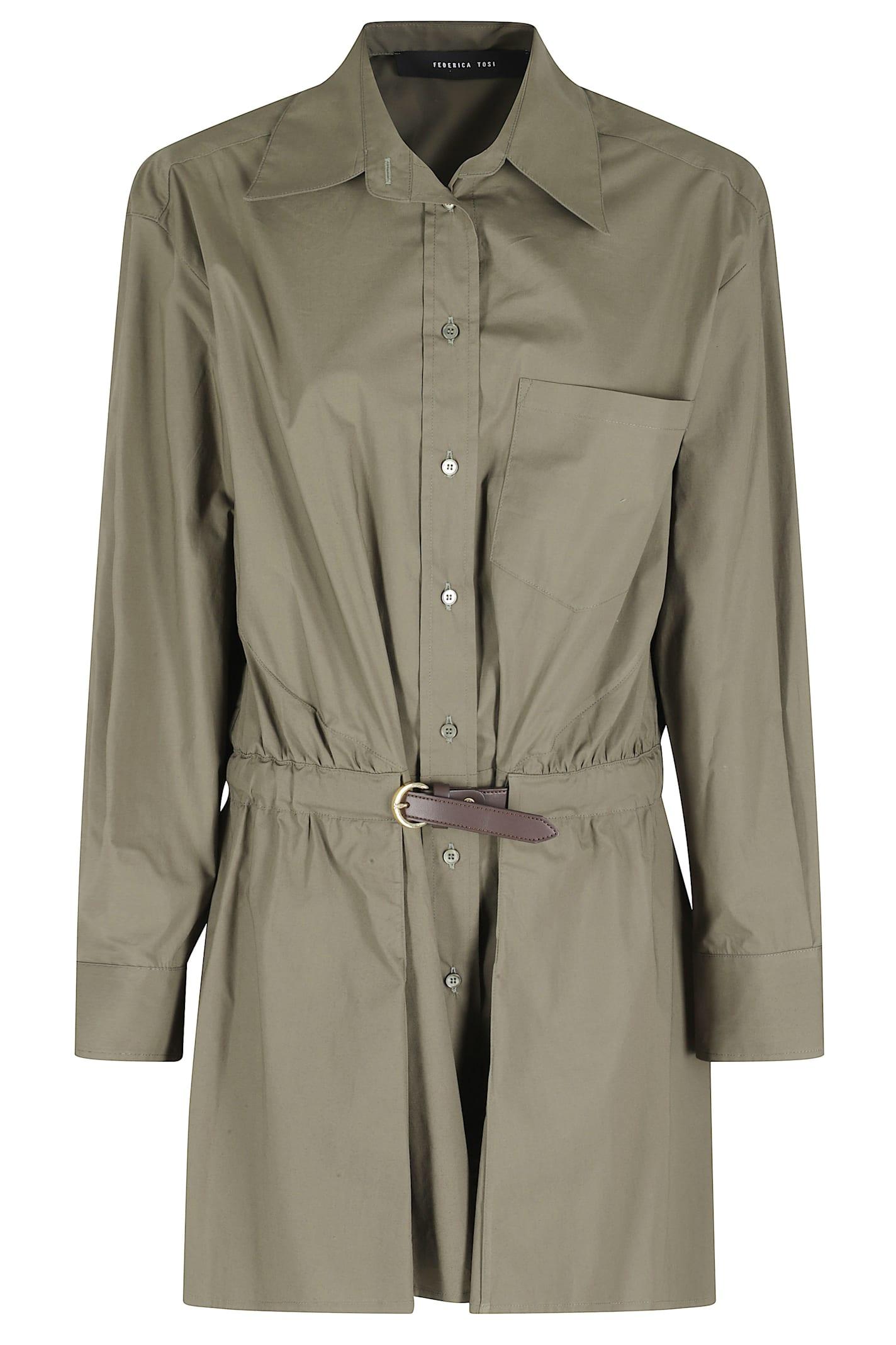 federica tosi abito in popeline con cintura in pelle