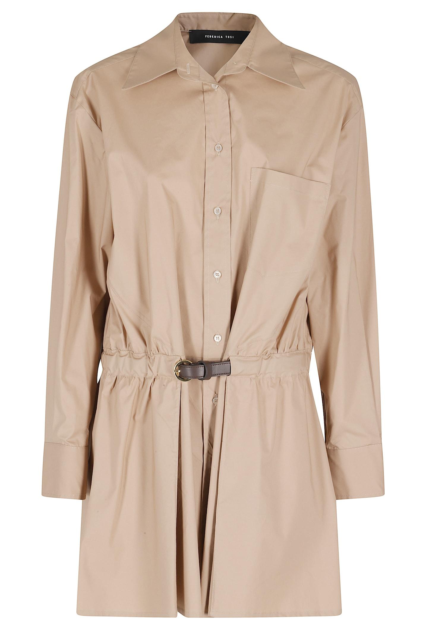 federica tosi abito in popeline con cintura in pelle