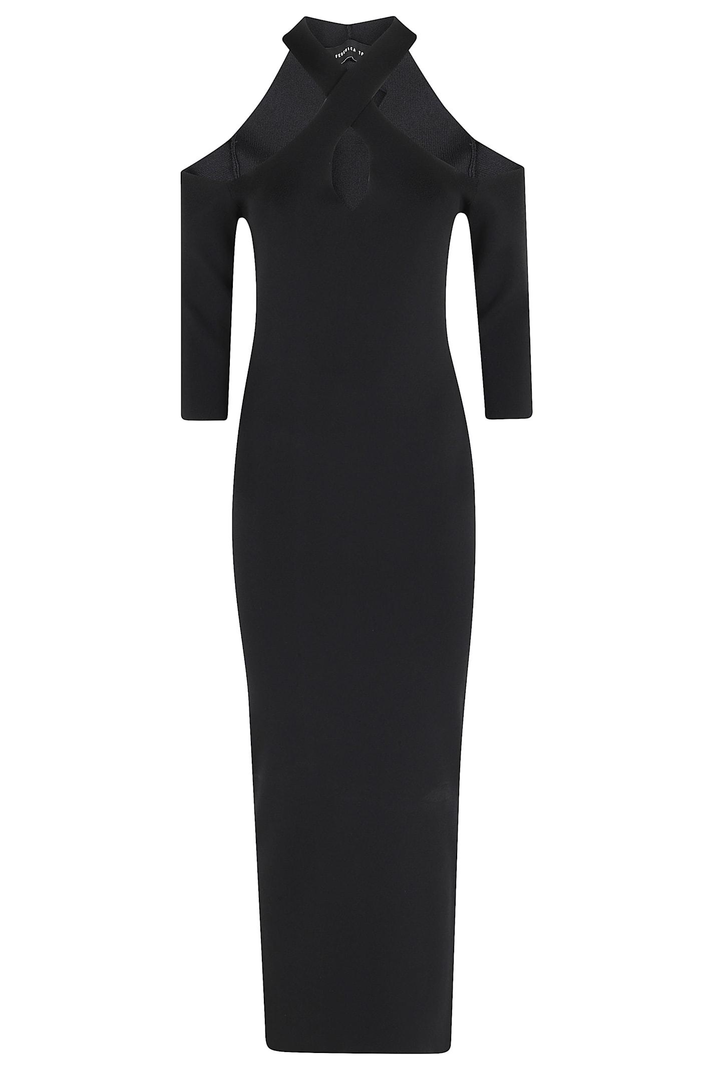 federica tosi abito lungo scollo incrociato