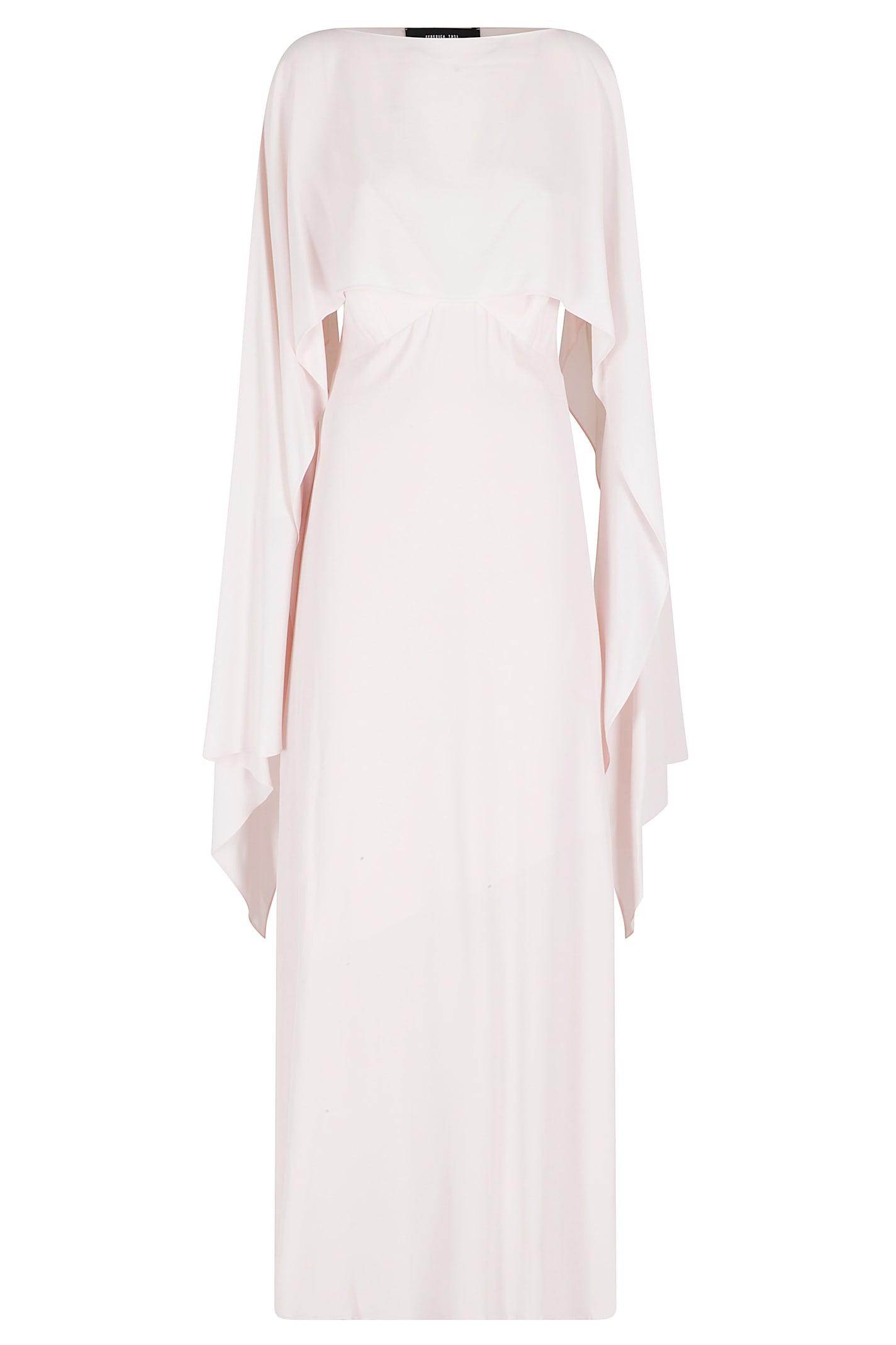 federica tosi abito lungo scollo squadrato con coprispalle in crepe de chine - 2 pezzi