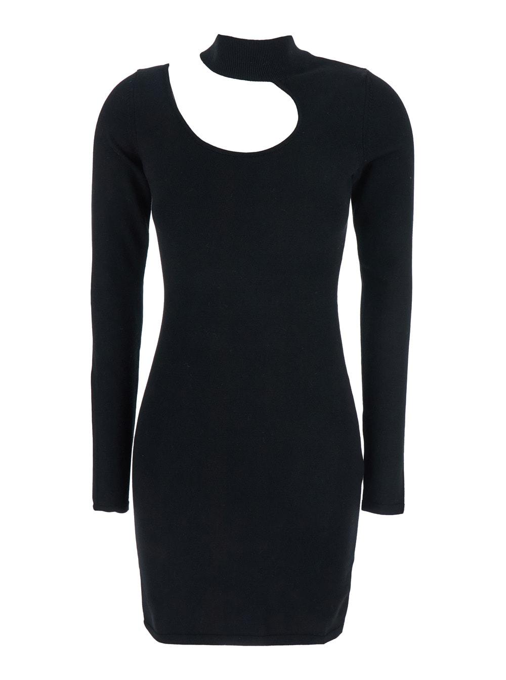federica tosi black dress with high neck and cut-out detail in fabric woman