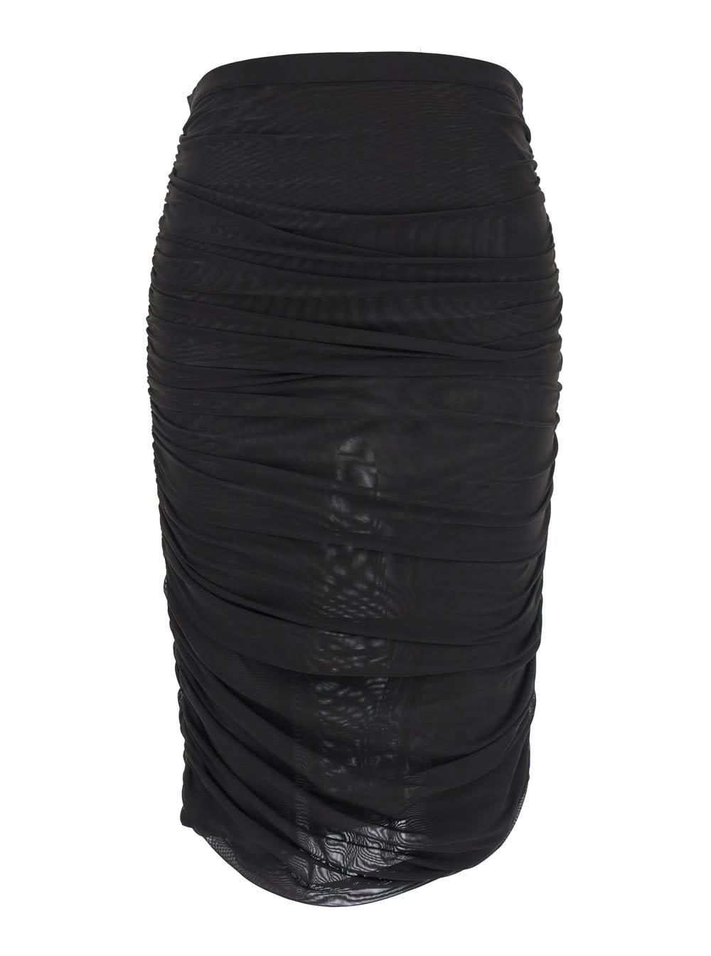 federica tosi black skirt with all-over draped in tulle woman
