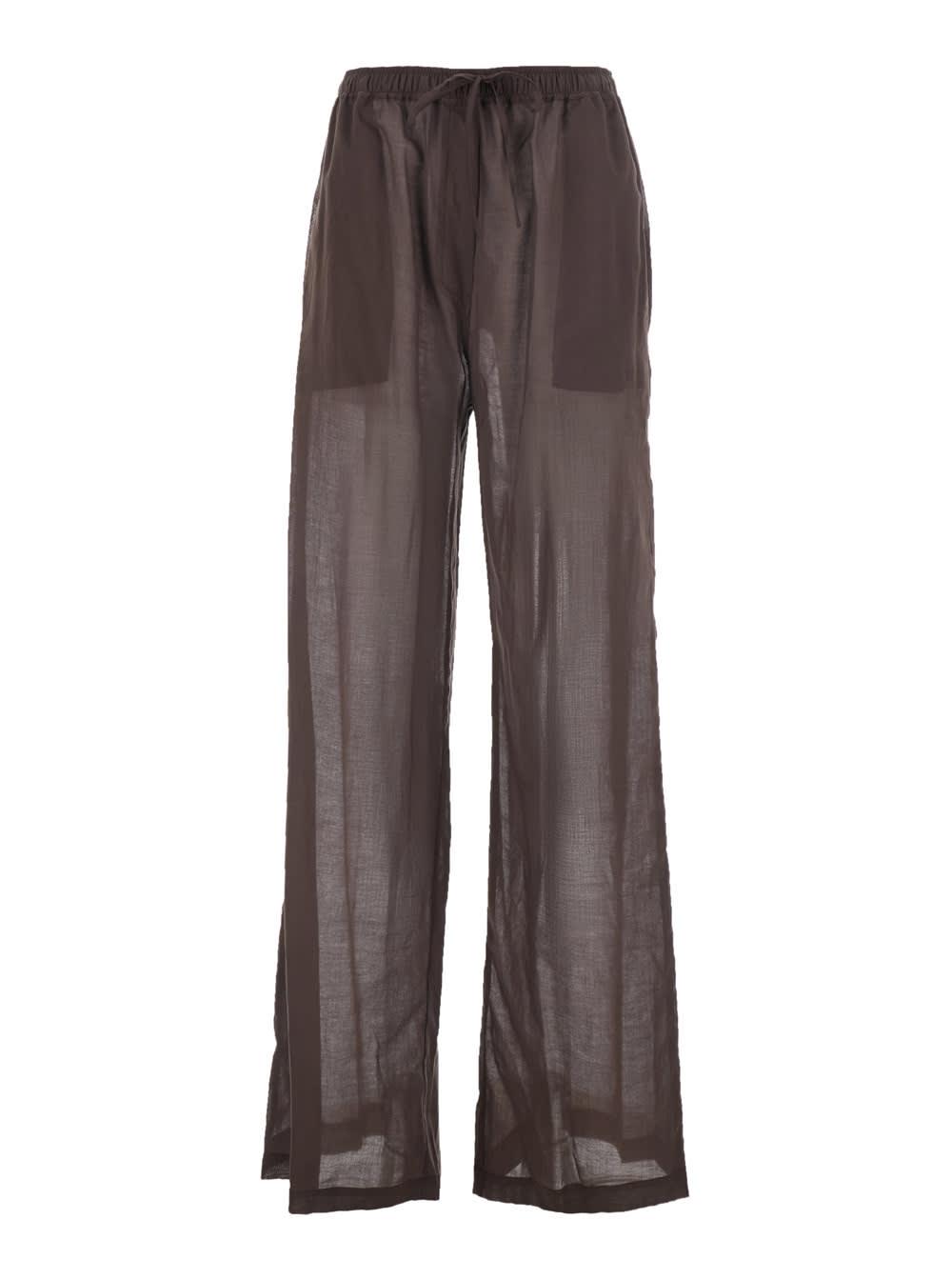 federica tosi brown pants with elastic waist in cotton for women