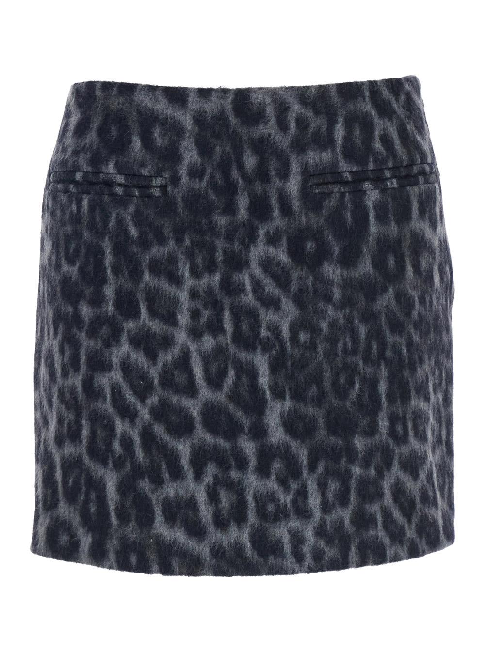 federica tosi grey skirt with all-over spotted motif in wool woman
