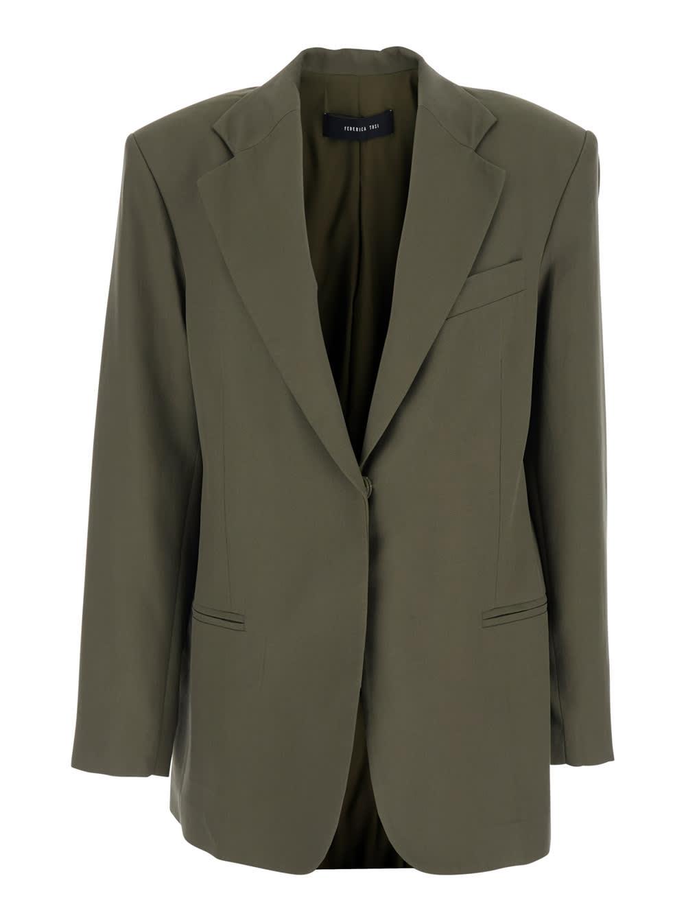 federica tosi single-breasted jacket with notched revers in green for women