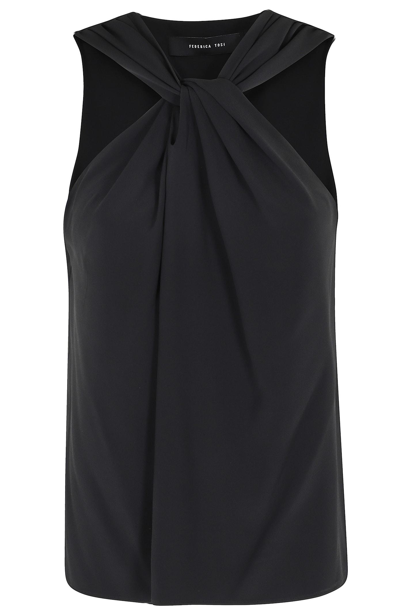 federica tosi top con nodo incrociato crepe de chine