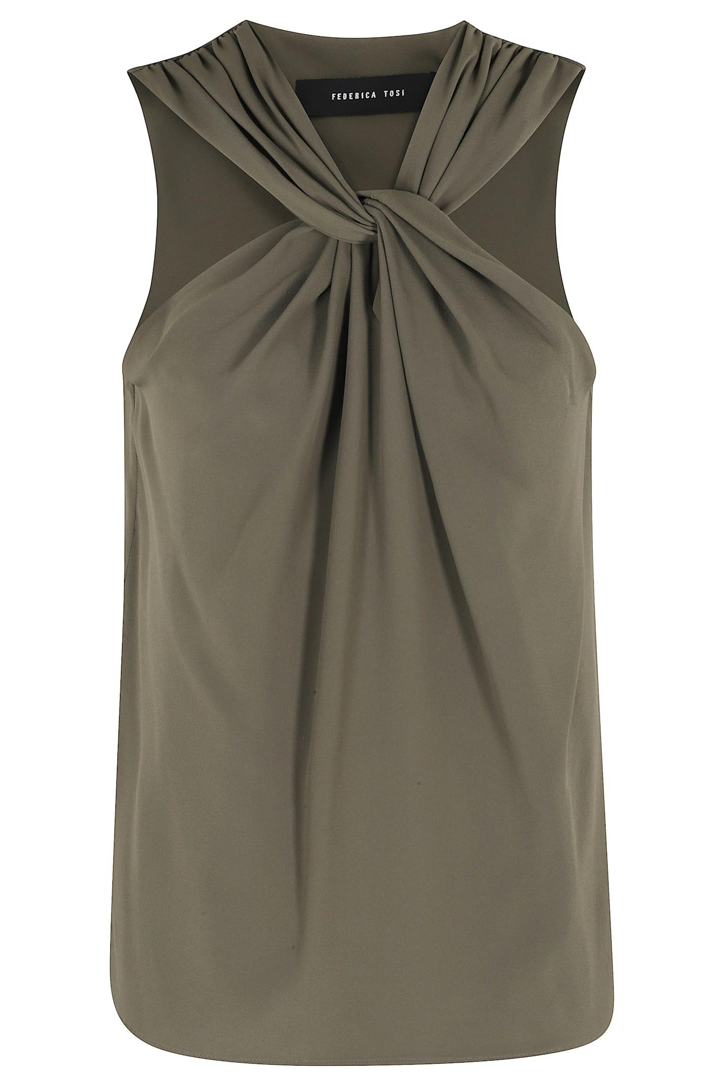 federica tosi top con nodo incrociato crepe de chine