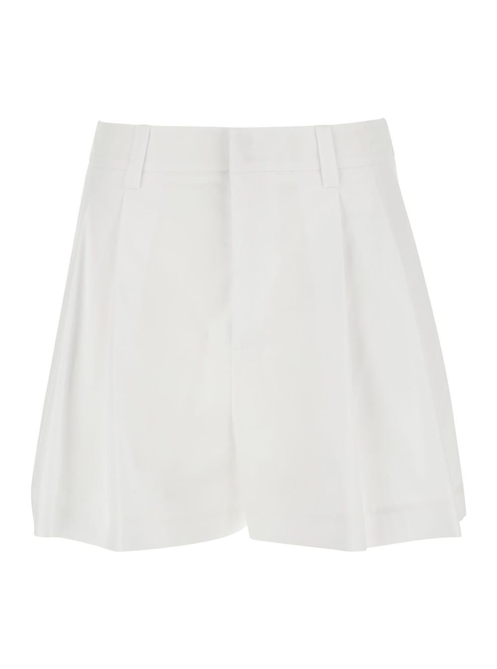 federica tosi white shorts with wide leg and hidden front closure in cotton for women