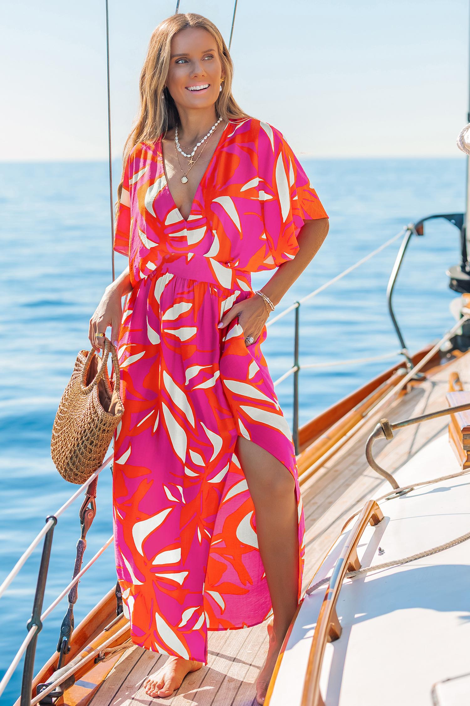 feel it in my soul tropical midi dress - l