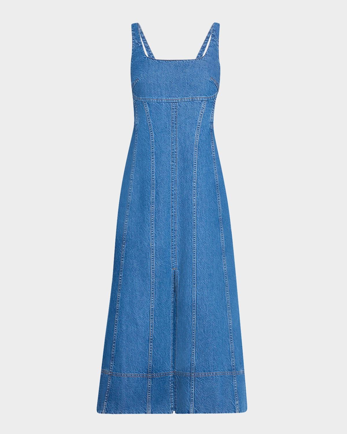 felicity sleeveless denim midi dress