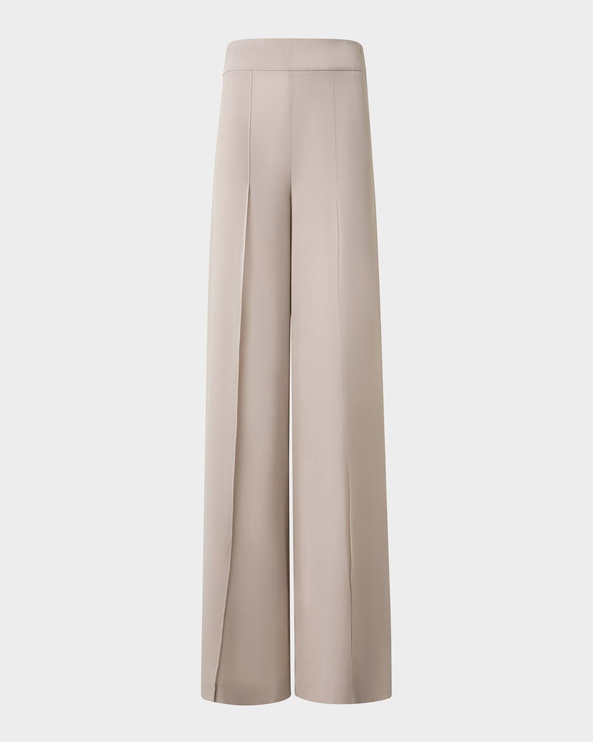 fellia silk georgette wide-leg slit pants