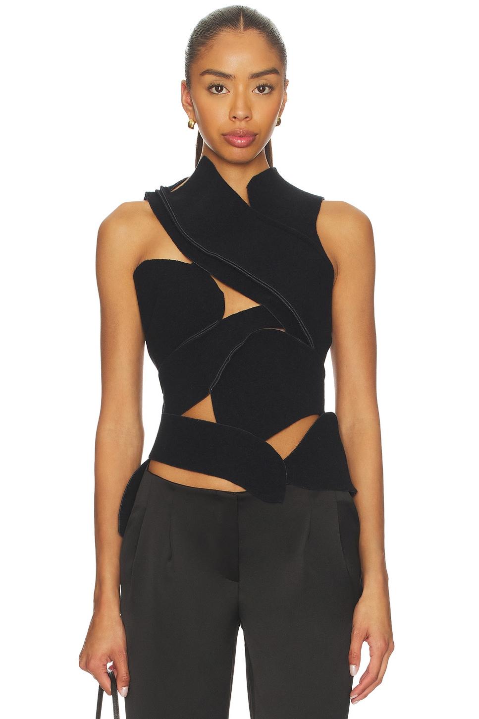 felted scuba cut-out top in dark navy