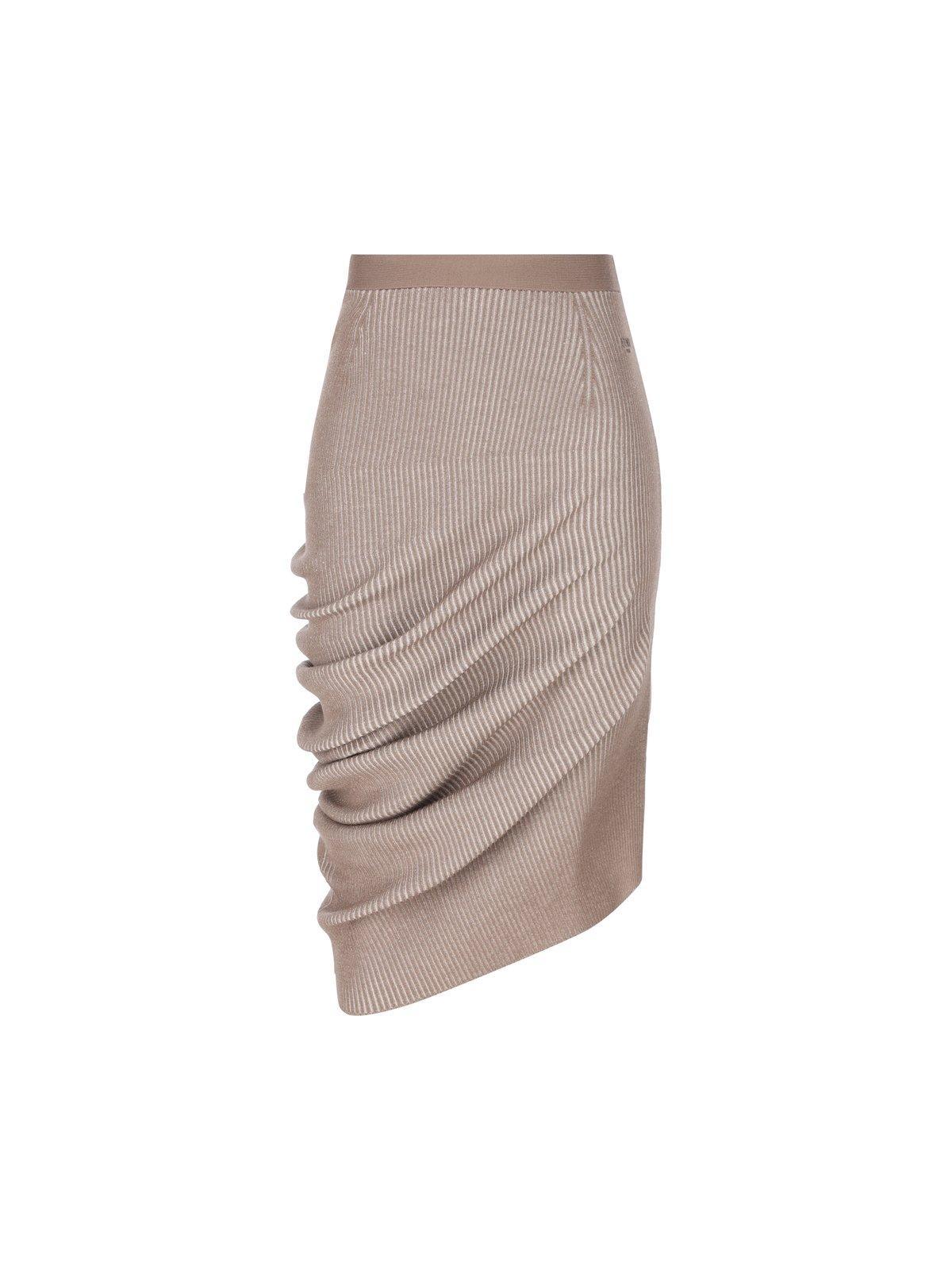 fendi asymmetric draped ribbed skirt