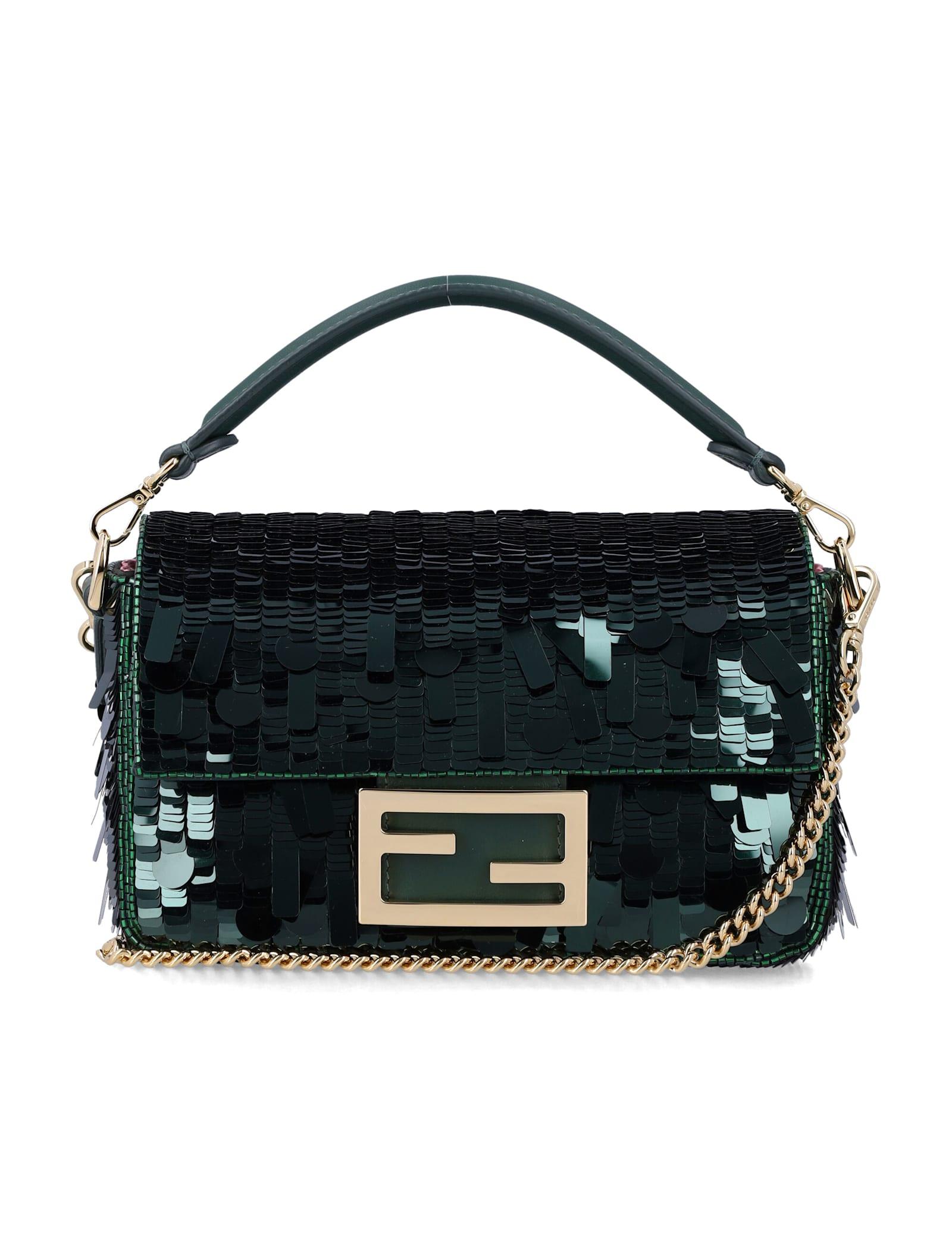 fendi baguette mini bag with green sequins