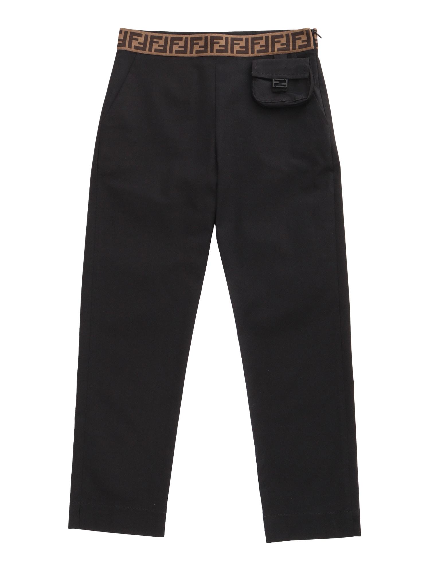 fendi black gabardine trousers