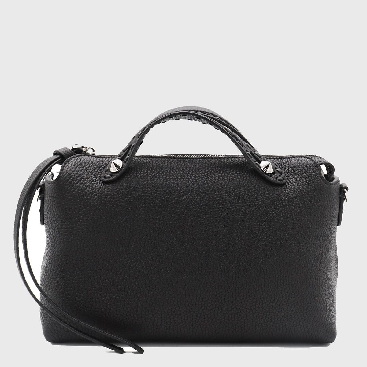 fendi black leather top handle bag