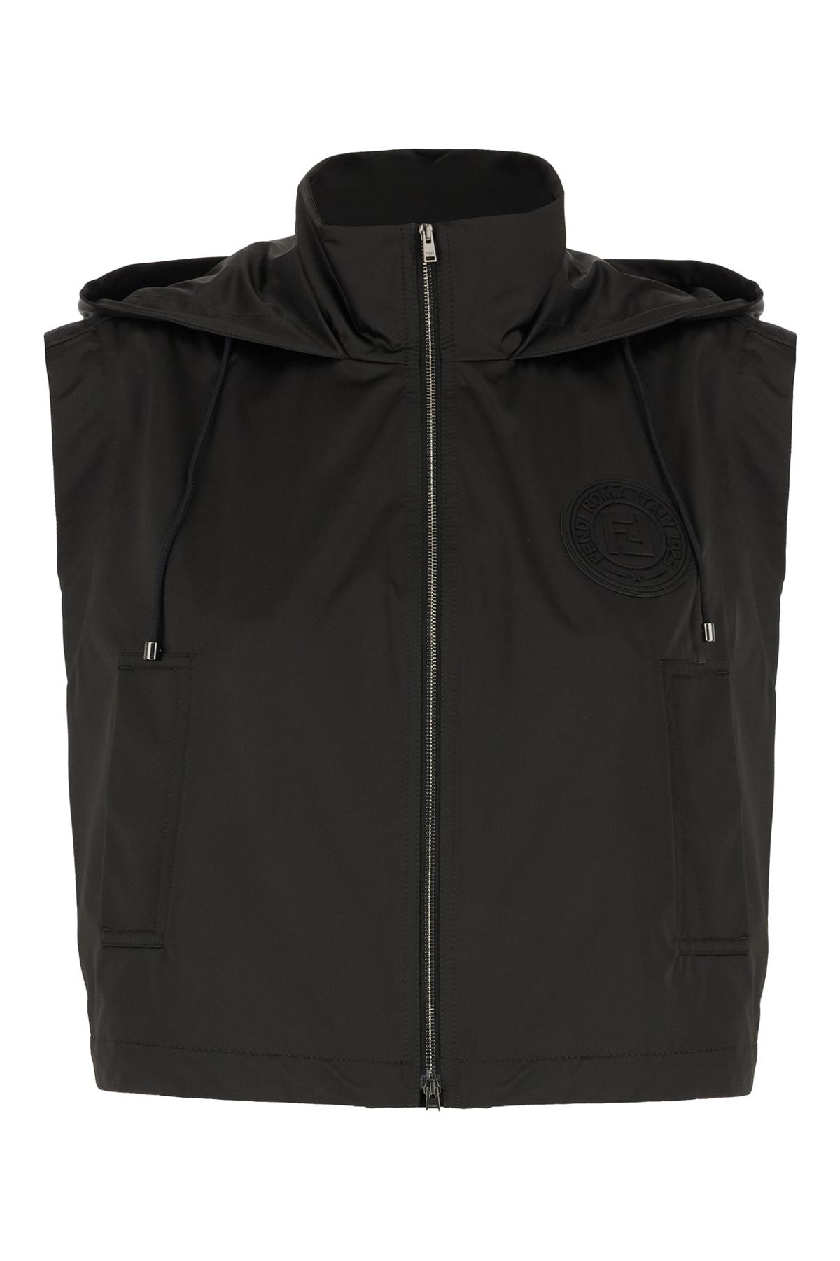 fendi black polyester sleeveless jacket