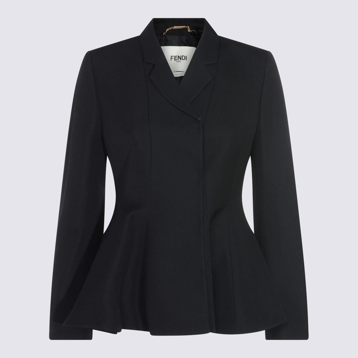 fendi black wool blazer