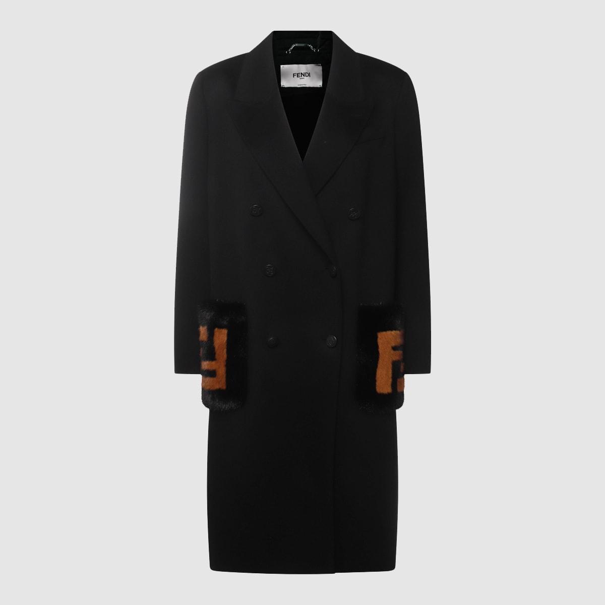 fendi black wool coat