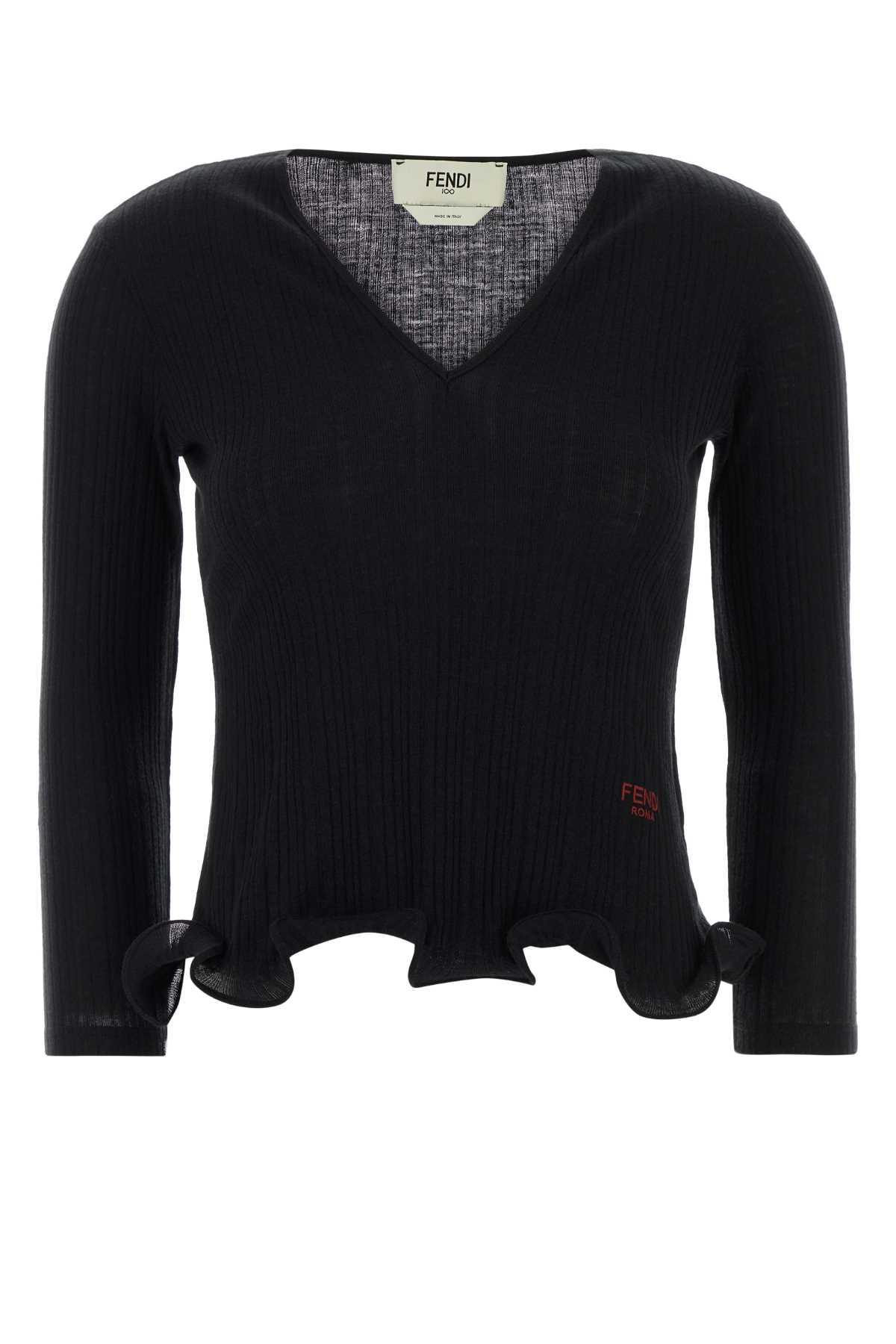 fendi black wool top