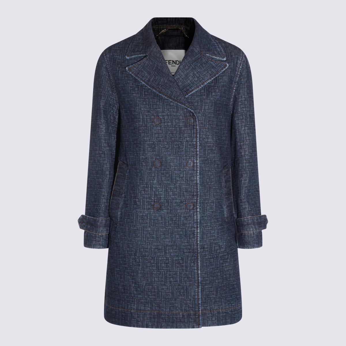 fendi blue denim cotton coat