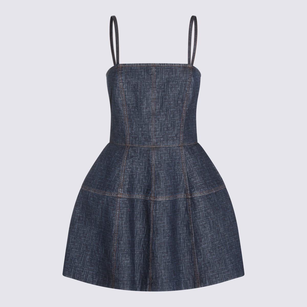 fendi blue denim cotton mini dress